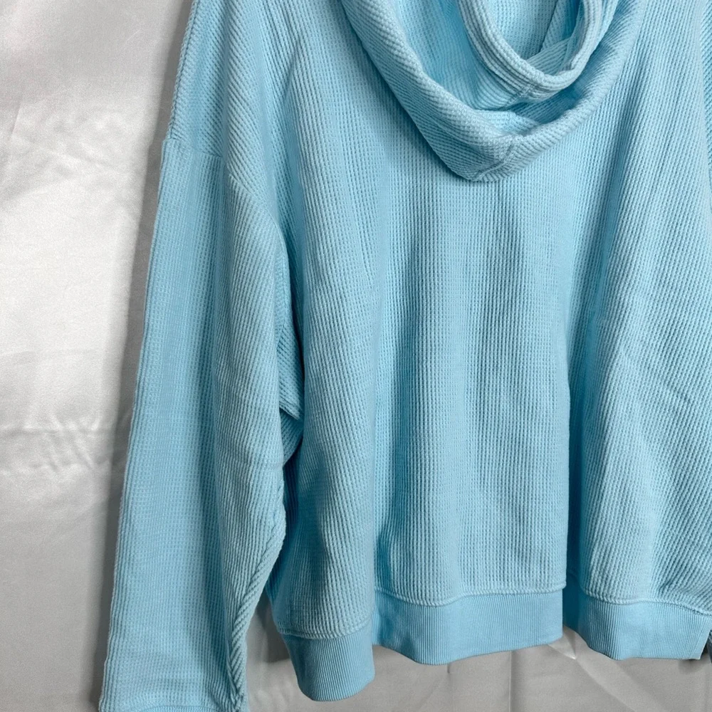 Auden Light Blue Waffle Knit Hoodie & Shorts Set Plus 4X NWT - Picture 6 of 11